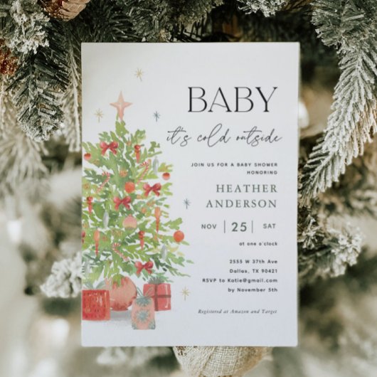 Baby Het is koud buiten kerstBaby shower Kaart