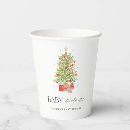 Baby Het is koud buiten kerstBaby shower Papieren Bekers (Achterkant)