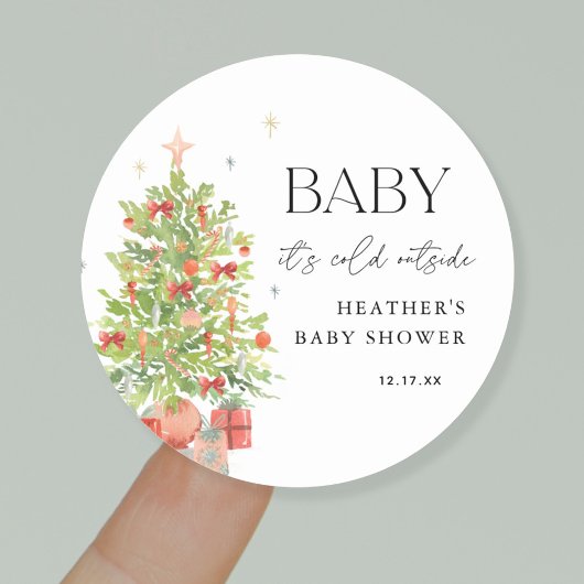 Baby Het is koud buiten kerstBaby shower Ronde Sticker