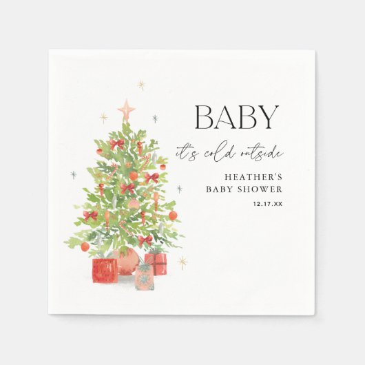 Baby Het is koud buiten kerstBaby shower Servet (Voorkant)