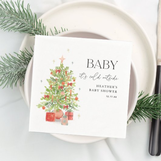 Baby Het is koud buiten kerstBaby shower Servet