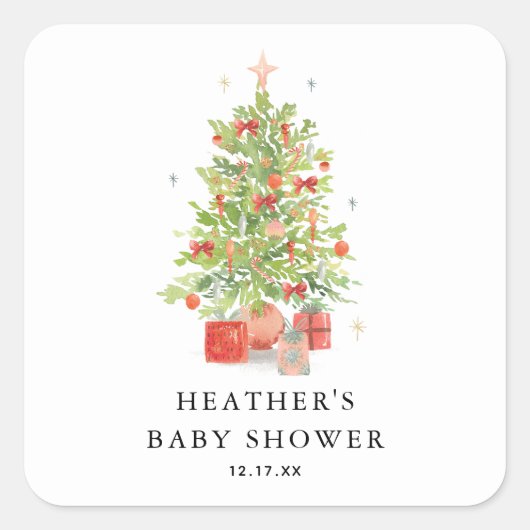 Baby Het is koud buiten kerstBaby shower Vierkante Sticker (Voorkant)