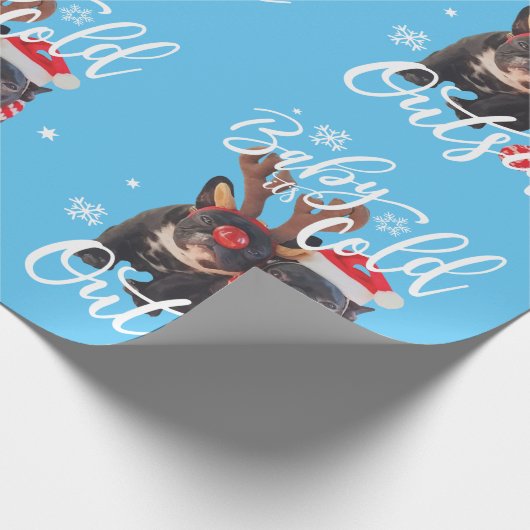 Baby Het is koud buiten kerstfeestbolle hond T- Cadeaupapier (Hoek)