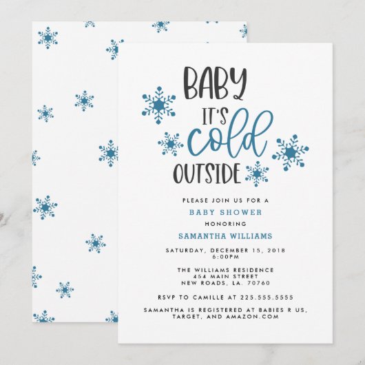 Baby Het is koud buiten Kerstmis Baby shower Uitno Kaart (Voorkant / Achterkant)