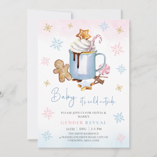 Baby het is koud buiten Kerstmis Gender Reveal Kaart (Voorkant)