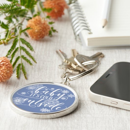 Baby het is koud buiten Kerstmis Sleutelhanger (Zijkant)