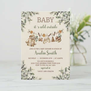 Baby het is koud buiten kledinglijn baby shower kaart