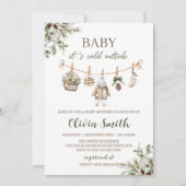 Baby het is koud buiten kledinglijn baby shower kaart (Voorkant)