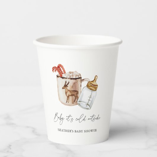 Baby Het Is Koud Buiten Knus Winter Baby Shower Papieren Bekers (Voorkant)