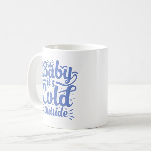 Baby Het is koud buiten koffie thee typografie Xma Koffiemok (Voorkant links)