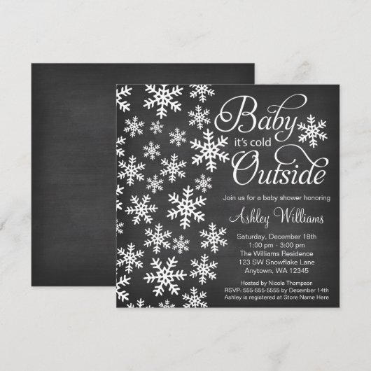 Baby Het is koud buiten krijtbord Baby shower Kaart (Voorkant / Achterkant)