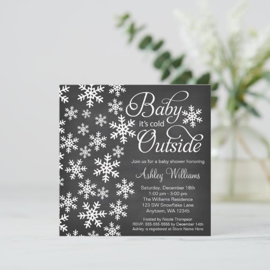 Baby Het is koud buiten krijtbord Baby shower Kaart (Staand voorkant)