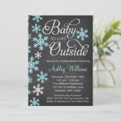 Baby Het is koud buiten krijtbord blauw Baby showe Kaart (Staand voorkant)