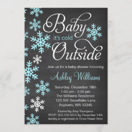 Baby Het is koud buiten krijtbord blauw Baby showe Kaart