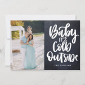 Baby Het is koud buiten krijtbord Foto feestdagen Kaart (Voorkant)