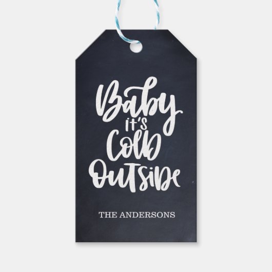 Baby Het is koud buiten | Krijtbord | Rood Cadeaulabel (Voorkant)