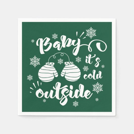 Baby het is koud buiten leuke handschoenen winter servetten (Voorkant)