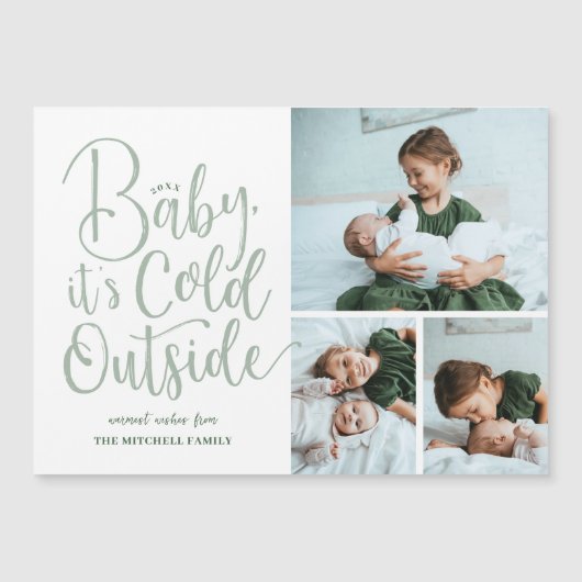 Baby Het is koud buiten Magnetic Holiday fotokaart (Voorkant)