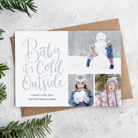 Baby Het is koud buiten Magnetic Holiday fotokaart