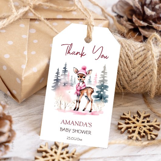 Baby Het is koud buiten meisje baby herten baby sh Cadeaulabel