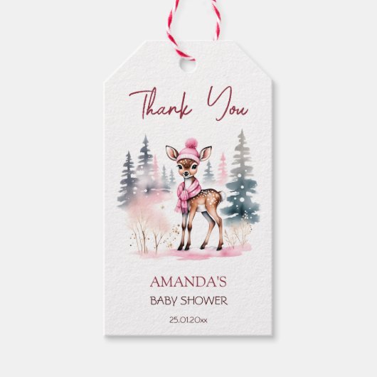 Baby Het is koud buiten meisje baby herten baby sh Cadeaulabel (Voorkant)