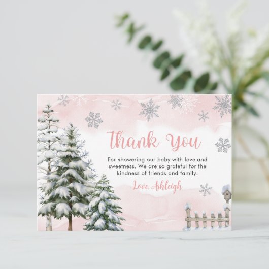 Baby het is koud buiten meisje Baby shower Bedankkaart (Staand voorkant)