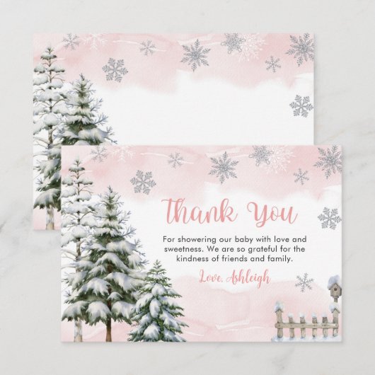 Baby het is koud buiten meisje Baby shower Bedankkaart (Voorkant / Achterkant)