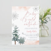 Baby het is koud buiten, Meisje Baby shower winter Kaart (Staand voorkant)