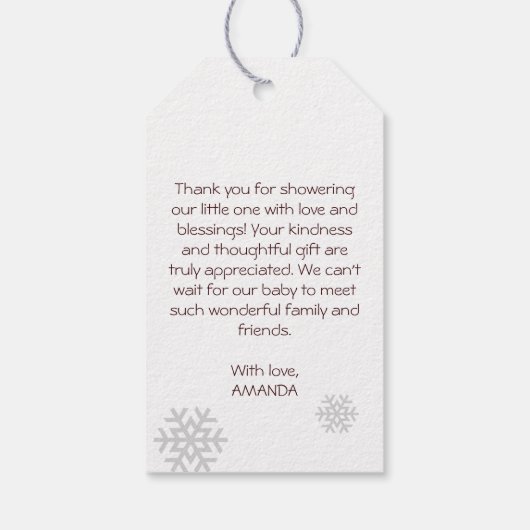 Baby Het is koud buiten meisje herten baby shower  Cadeaulabel (Achterkant)