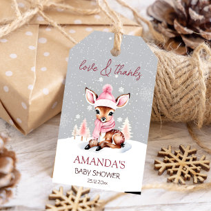 Baby Het is koud buiten meisje herten baby shower Cadeaulabel