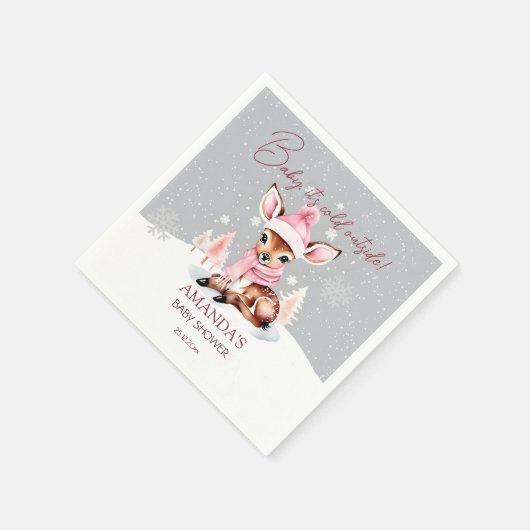 Baby Het is koud buiten meisje herten baby shower Servet (Hoek)
