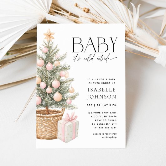Baby Het is koud buiten meisje kerst Baby shower Kaart