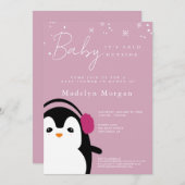 Baby Het is koud Buiten Meisje Schattige Pinguïn R Kaart (Voorkant / Achterkant)