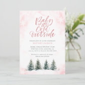 Baby het is koud buiten meisje winter Baby shower Kaart (Staand voorkant)