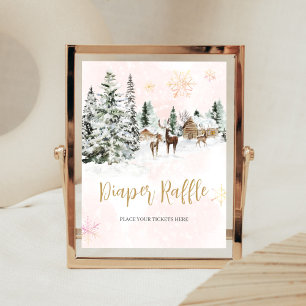 Baby Het is koud buiten Meisje Winter Luier Raffle Poster