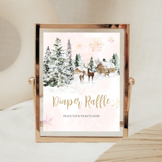 Baby Het is koud buiten Meisje Winter Luier Raffle Poster