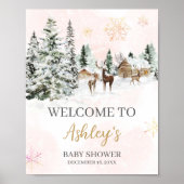 Baby Het is koud buiten Meisje Winter Welkom Poster (Voorkant)