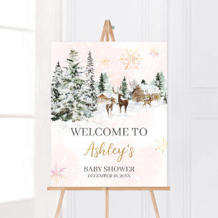 Baby Het is koud buiten Meisje Winter Welkom Poster