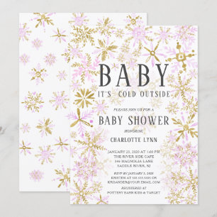 Baby Het is koud buiten meisjes Baby shower Kaart
