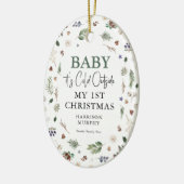 'Baby Het is koud buiten' Mijn eerste kerstfoto. Keramisch Ornament (Links)