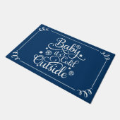 Baby het is koud buiten Navy Blauwe Script Vakanti Deurmat (Schuin)
