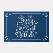 Baby het is koud buiten Navy Blauwe Script Vakanti Deurmat (Voorkant)