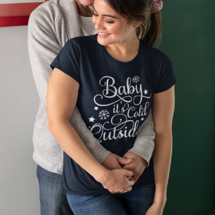 Baby het is koud buiten Navy Blauwe Vrouwelijke Ke T-shirt