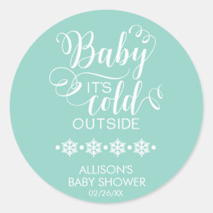 Baby Het is koud buiten Neutral Baby shower Sticke Ronde Sticker