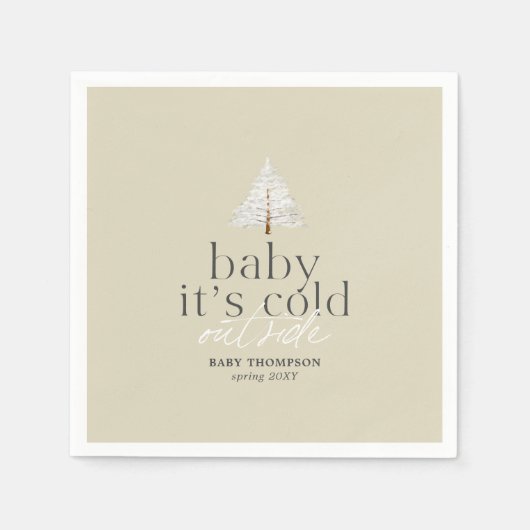 Baby Het is koud buiten Neutral Green Baby shower Servet (Voorkant)