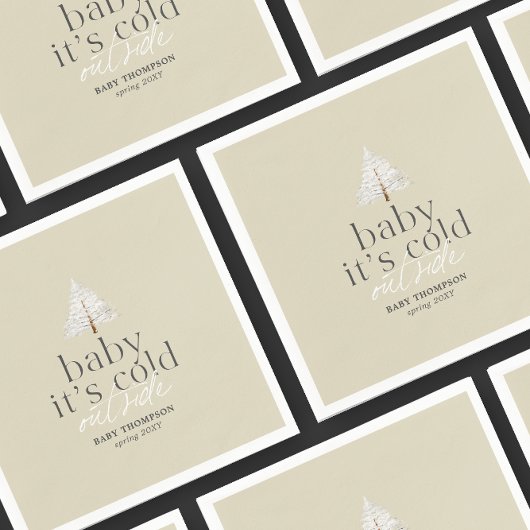 Baby Het is koud buiten Neutral Green Baby shower Servet