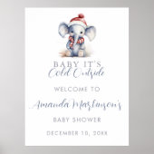 Baby, het is koud buiten olifant kerst welkom poster (Voorkant)