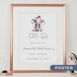 Baby, het is koud buiten olifant kerst welkom poster