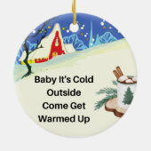 Baby het is koud buiten op een keramisch ornament (Achterkant)