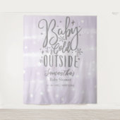 Baby Het is koud buiten Paarse Baby shower achterg Wandkleed (Voorkant)